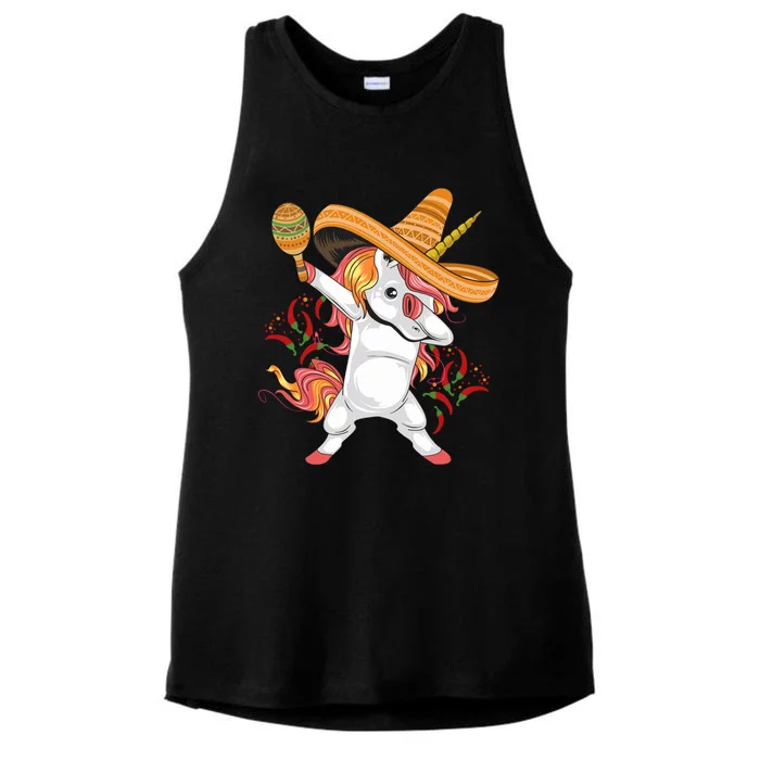 Cinco De Mayo Unicorn Fiesta Ladies Tri-Blend Wicking Tank