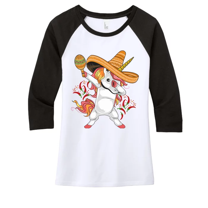 Cinco De Mayo Unicorn Fiesta Women's Tri-Blend 3/4-Sleeve Raglan Shirt