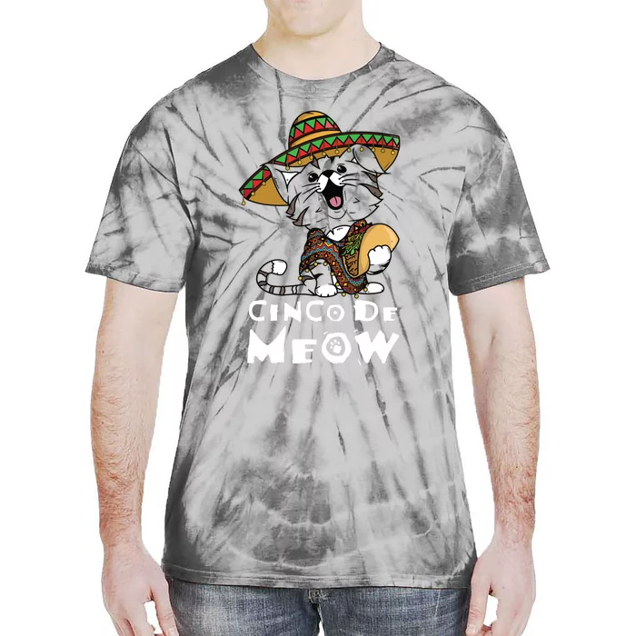 Cinco De Meow Shirts With Smiling Cat Taco And Sombrero Tie-Dye T-Shirt