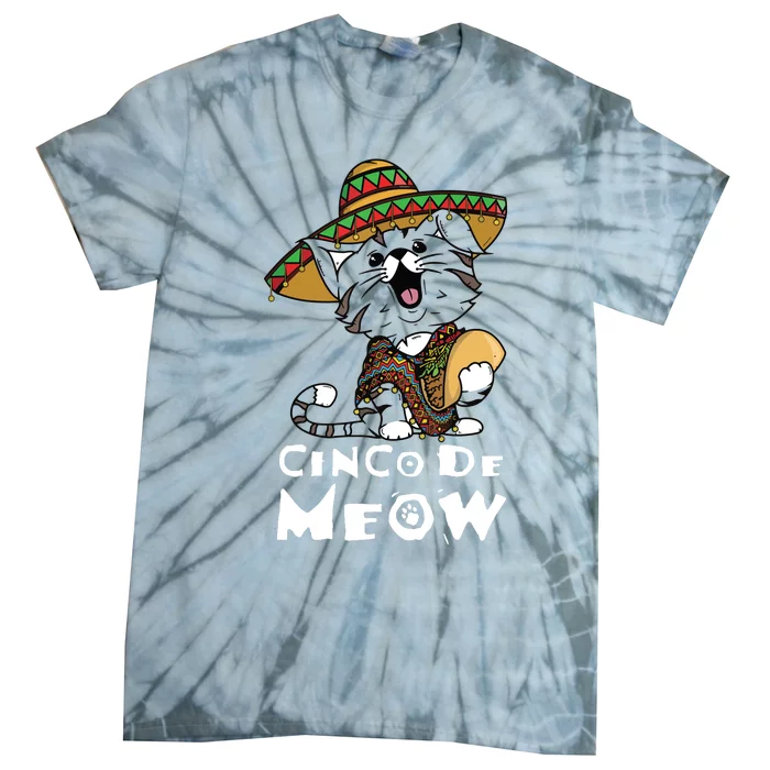 Cinco De Meow Shirts With Smiling Cat Taco And Sombrero Tie-Dye T-Shirt