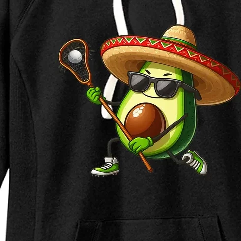 Cinco De Mayo Mexican Avocado Playing Lacrosse Women's Fleece Hoodie