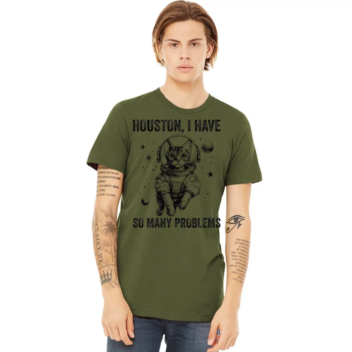 Cat Dad Mom Space Houston Problem Devon Rex Premium T-Shirt