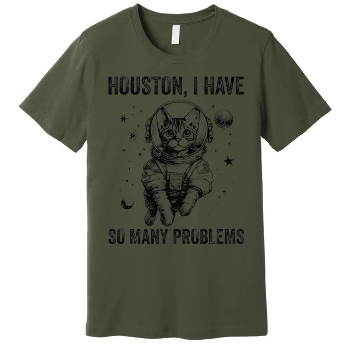 Cat Dad Mom Space Houston Problem Devon Rex Premium T-Shirt