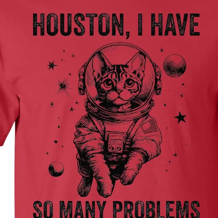 Cat Dad Mom Space Houston Problem Devon Rex Tall T-Shirt