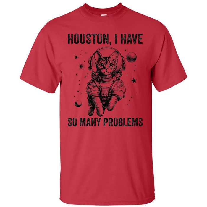 Cat Dad Mom Space Houston Problem Devon Rex Tall T-Shirt