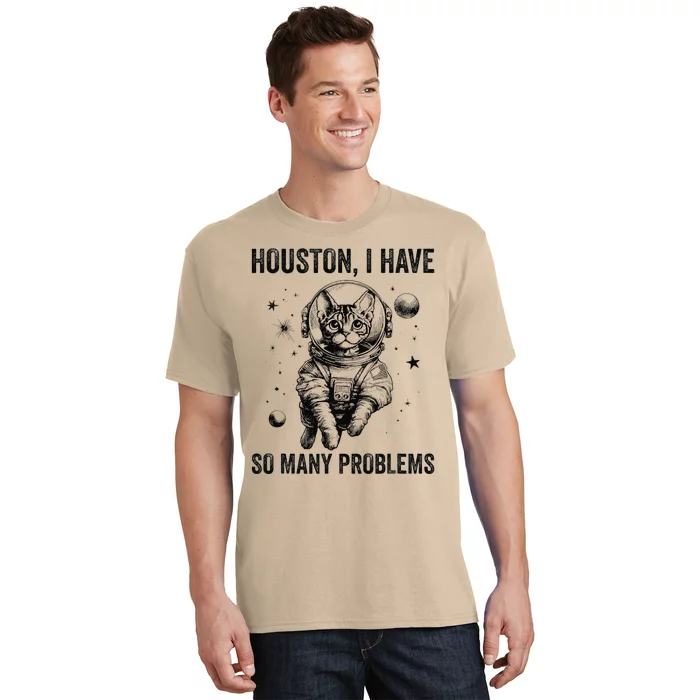 Cat Dad Mom Space Houston Problem Devon Rex T-Shirt