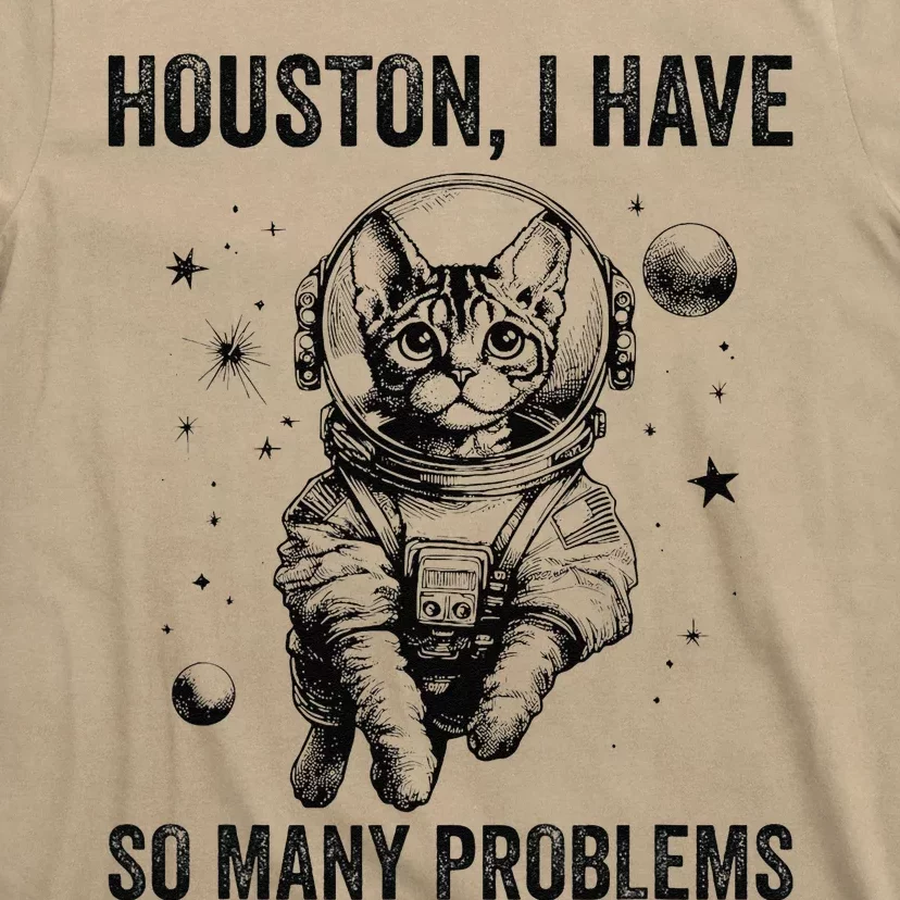 Cat Dad Mom Space Houston Problem Devon Rex T-Shirt