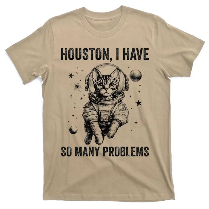 Cat Dad Mom Space Houston Problem Devon Rex T-Shirt