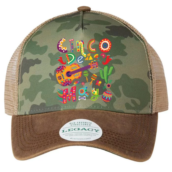 Cinco De Mayo Mexican Fiesta Cool Guitar Cactus Legacy Tie Dye Trucker Hat