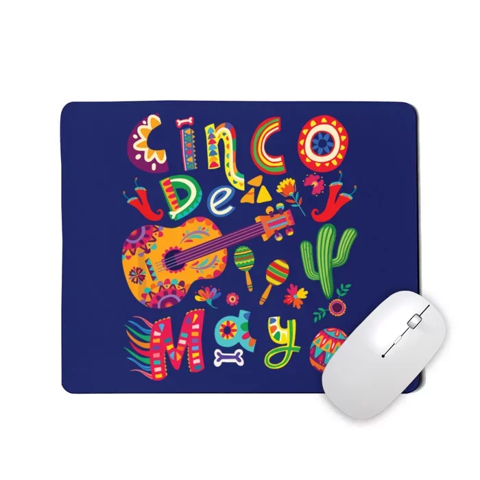 Cinco De Mayo Mexican Fiesta Cool Guitar Cactus Mousepad