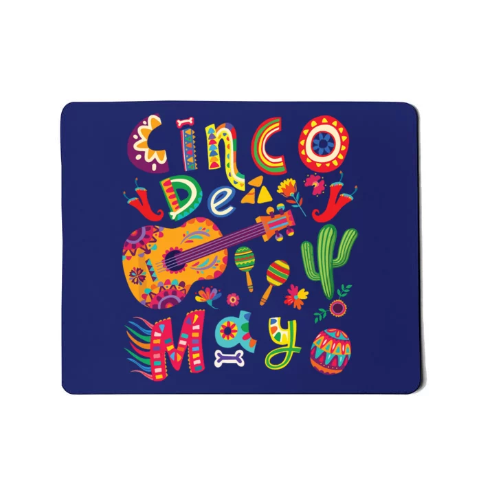 Cinco De Mayo Mexican Fiesta Cool Guitar Cactus Mousepad