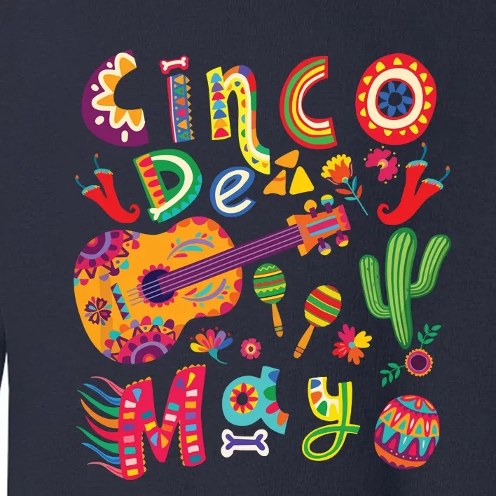 Cinco De Mayo Mexican Fiesta Cool Guitar Cactus Toddler Sweatshirt