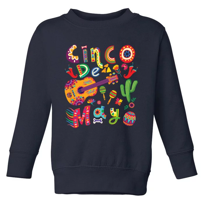 Cinco De Mayo Mexican Fiesta Cool Guitar Cactus Toddler Sweatshirt