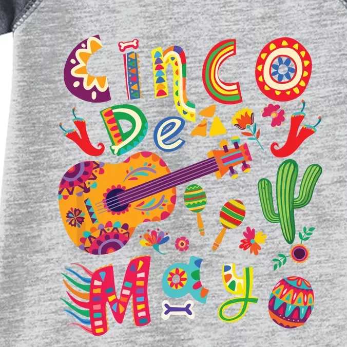 Cinco De Mayo Mexican Fiesta Cool Guitar Cactus Infant Baby Jersey Bodysuit