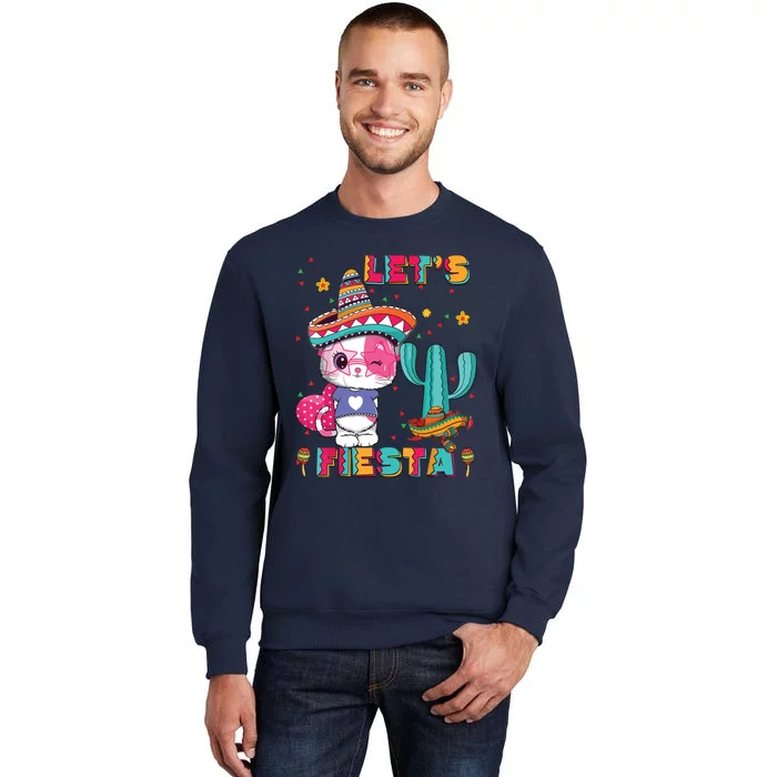 Cinco De Mayo Meow Lets Fiesta Mexican Cactus Cute Cat Tall Sweatshirt