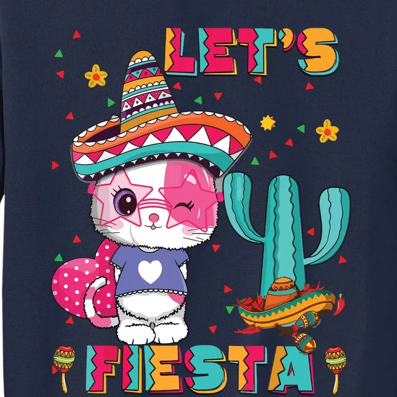 Cinco De Mayo Meow Lets Fiesta Mexican Cactus Cute Cat Tall Sweatshirt