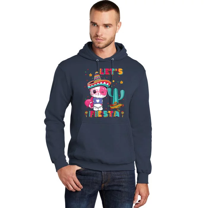 Cinco De Mayo Meow Lets Fiesta Mexican Cactus Cute Cat Tall Hoodie