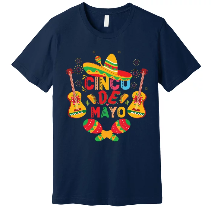 Cinco De Mayo Mexican Guitar Cactus For Men Women Boy Girl Premium T-Shirt