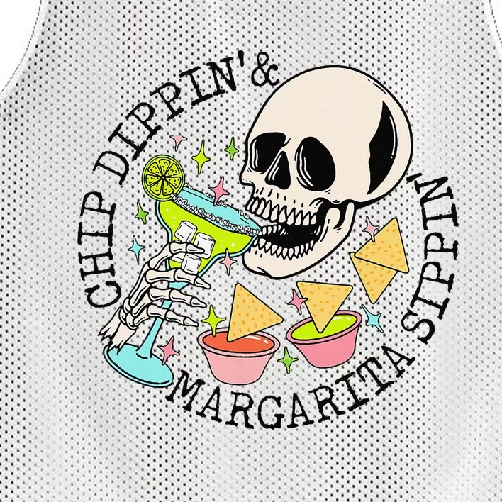 Chip Dippin Margarita Sippin Funny Skull Skeleton Mesh Reversible Basketball Jersey Tank