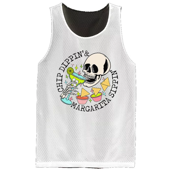 Chip Dippin Margarita Sippin Funny Skull Skeleton Mesh Reversible Basketball Jersey Tank