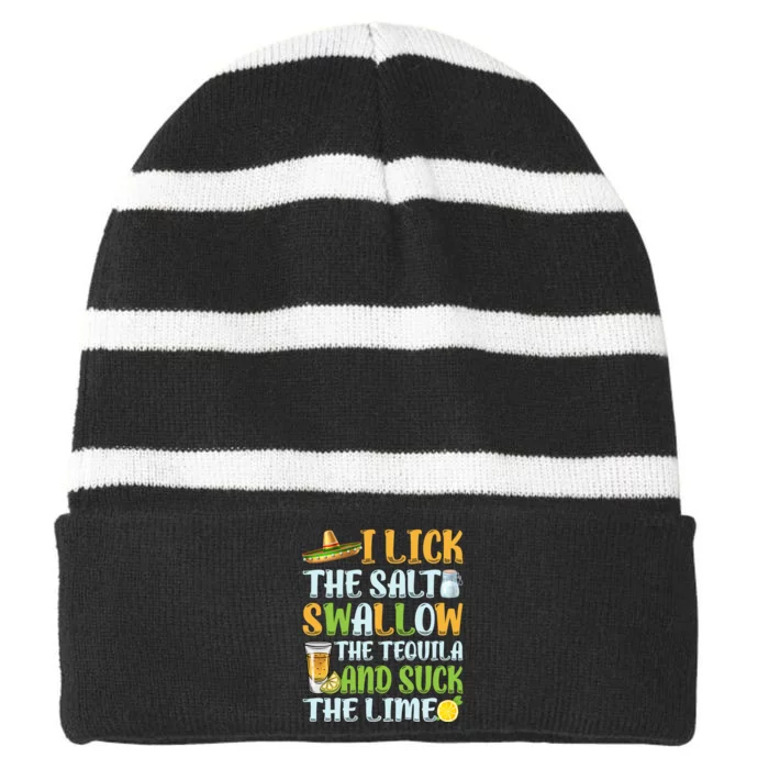 Cinco De Mayo Festive Phrase Graphic Striped Beanie with Solid Band