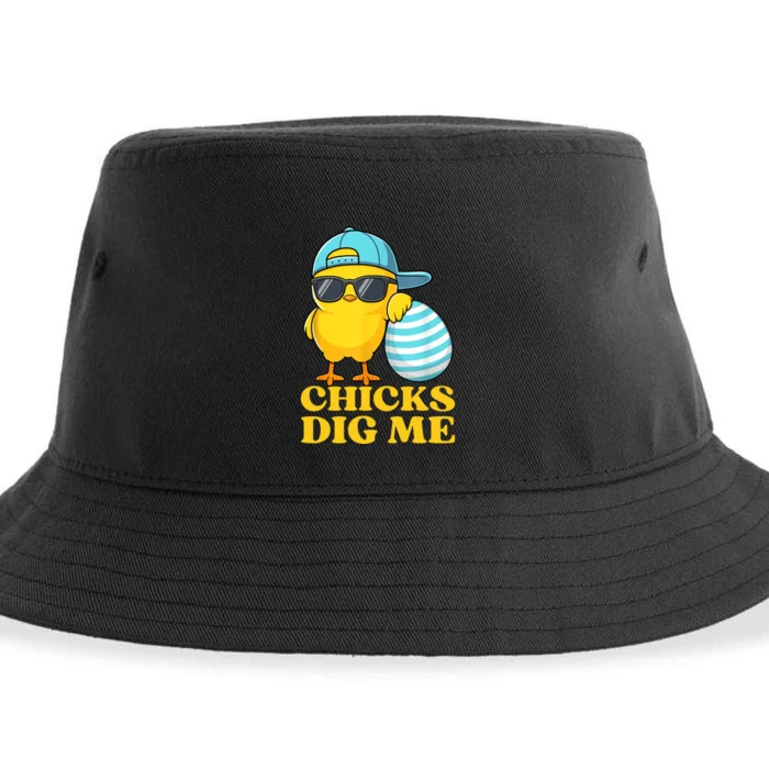 Chicks Dig Me Easter Happy Easter Funny Sustainable Bucket Hat