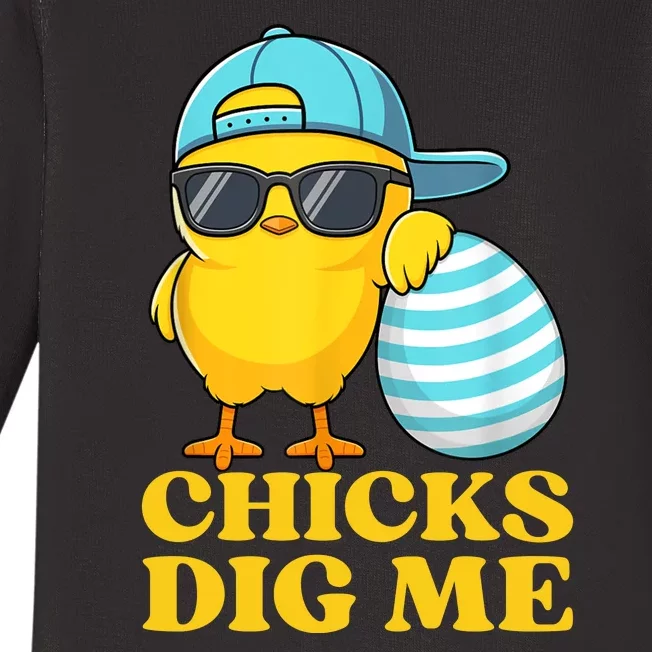 Chicks Dig Me Easter Happy Easter Funny Baby Long Sleeve Bodysuit