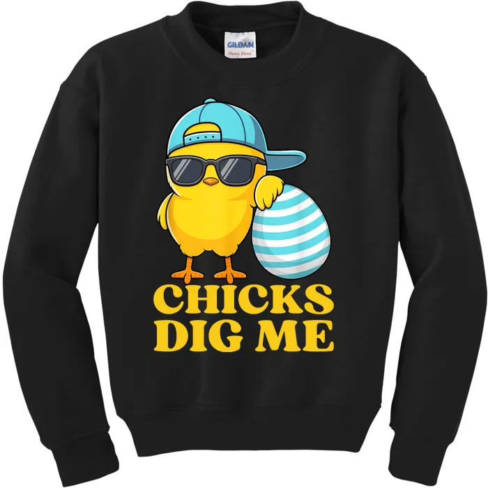 Chicks Dig Me Easter Happy Easter Funny Kids Sweatshirt