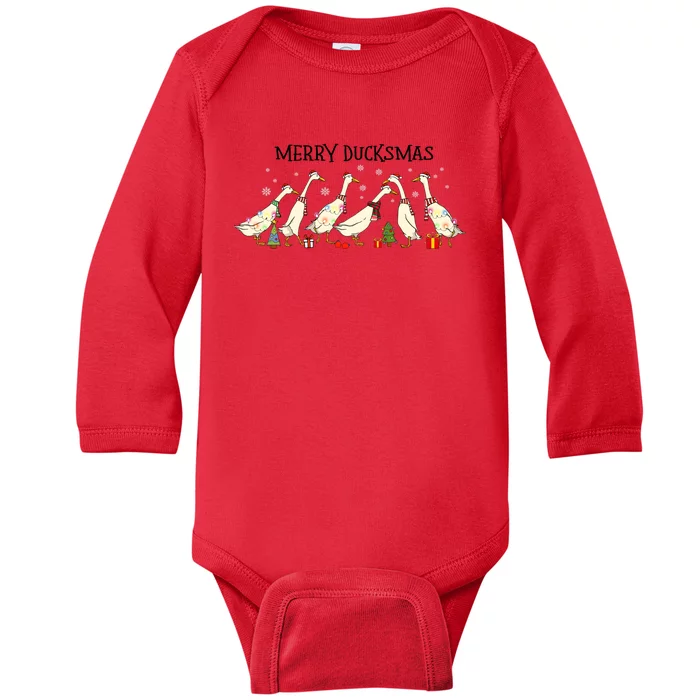 Christmas Duck Merry Duckmas Merry Christmas Holiday Season Baby Long Sleeve Bodysuit