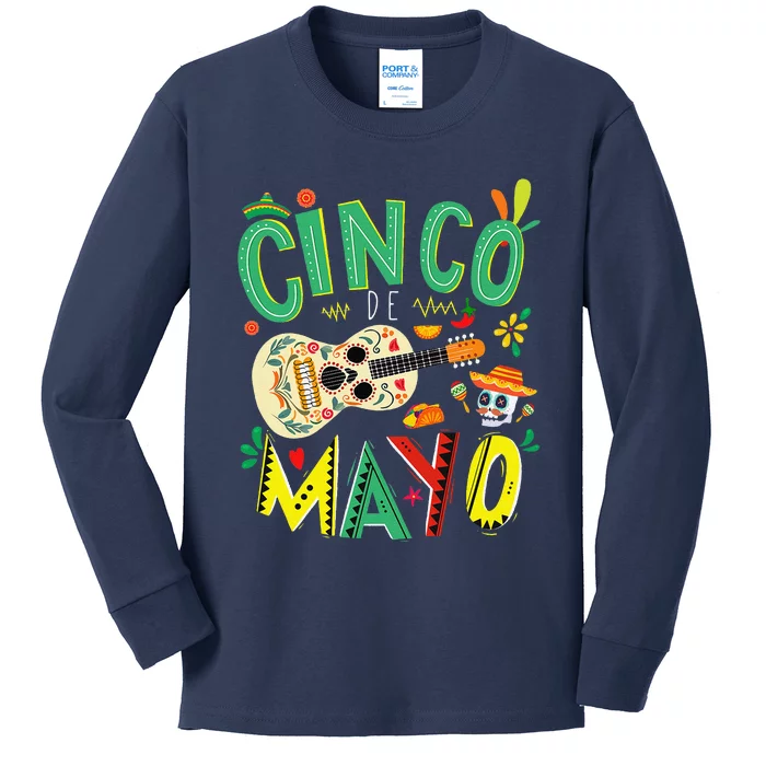 Cinco De Mayo Lets Fiesta Squad 5 De Mayo Mexican Fiesta Kids Long Sleeve Shirt