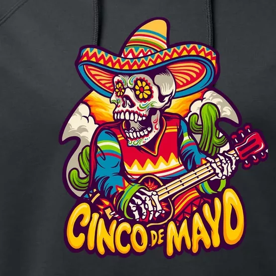 Cinco De Mayo Skull Fiesta Performance Fleece Hoodie