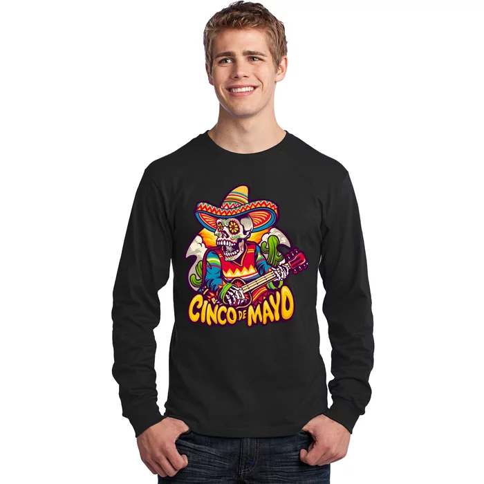 Cinco De Mayo Skull Fiesta Long Sleeve Shirt