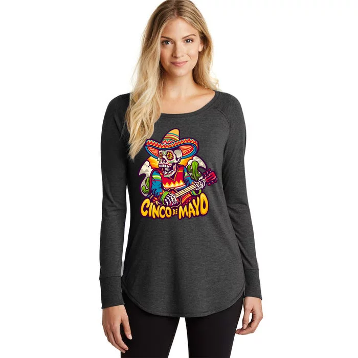 Cinco De Mayo Skull Fiesta Women's Perfect Tri Tunic Long Sleeve Shirt