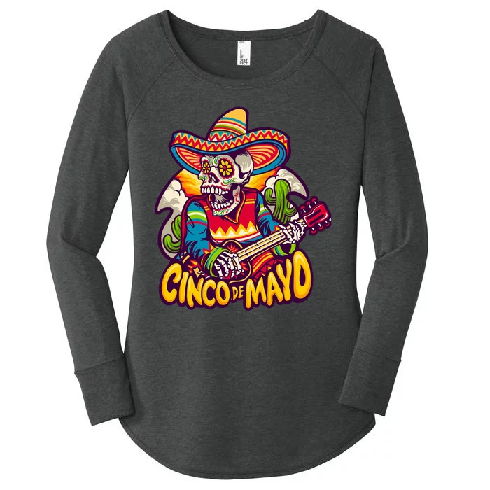 Cinco De Mayo Skull Fiesta Women's Perfect Tri Tunic Long Sleeve Shirt