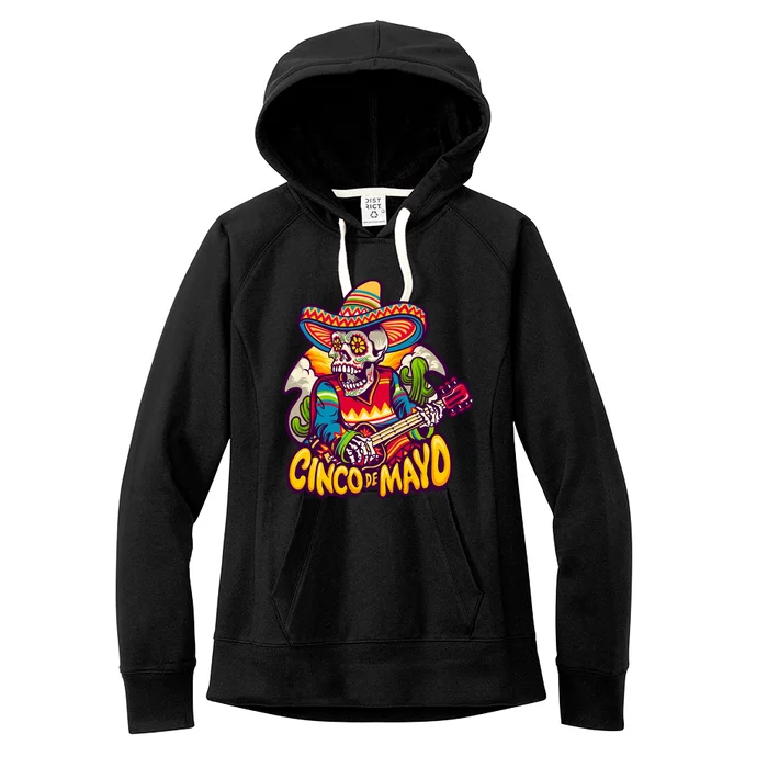 Cinco De Mayo Skull Fiesta Women's Fleece Hoodie