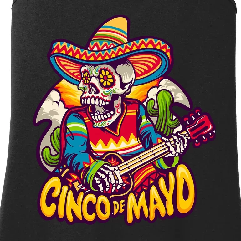 Cinco De Mayo Skull Fiesta Ladies Essential Tank