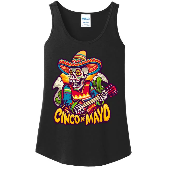 Cinco De Mayo Skull Fiesta Ladies Essential Tank