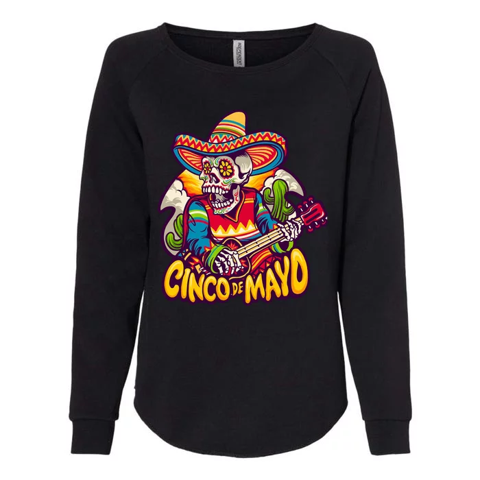 Cinco De Mayo Skull Fiesta Womens California Wash Sweatshirt