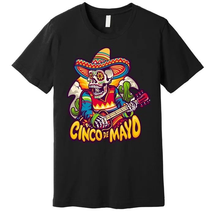 Cinco De Mayo Skull Fiesta Premium T-Shirt