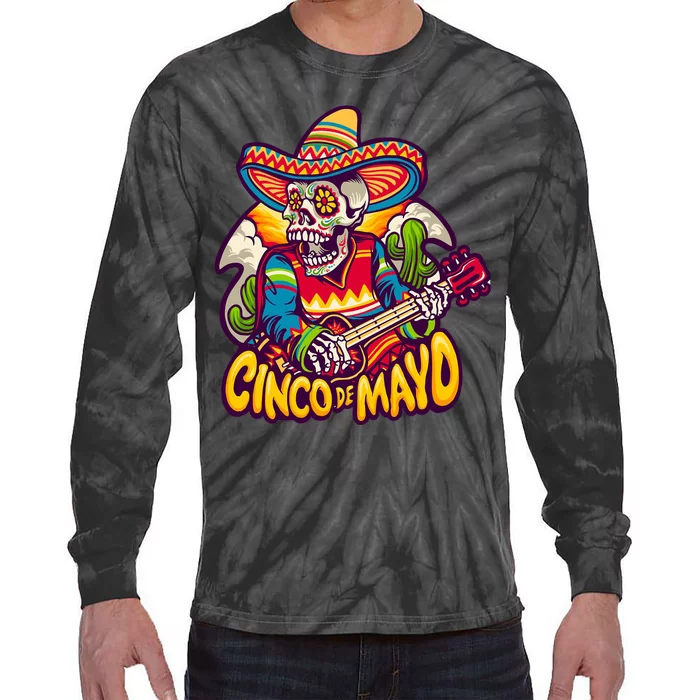 Cinco De Mayo Skull Fiesta Tie-Dye Long Sleeve Shirt