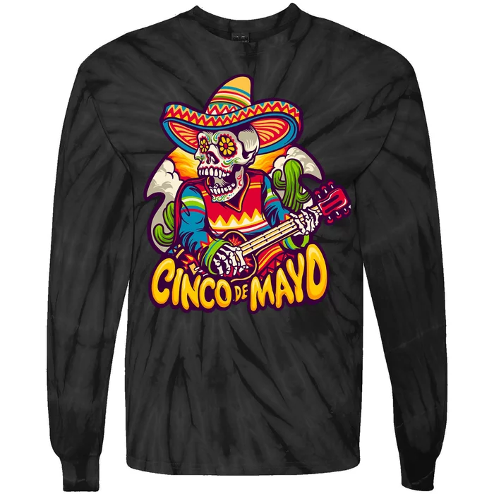 Cinco De Mayo Skull Fiesta Tie-Dye Long Sleeve Shirt