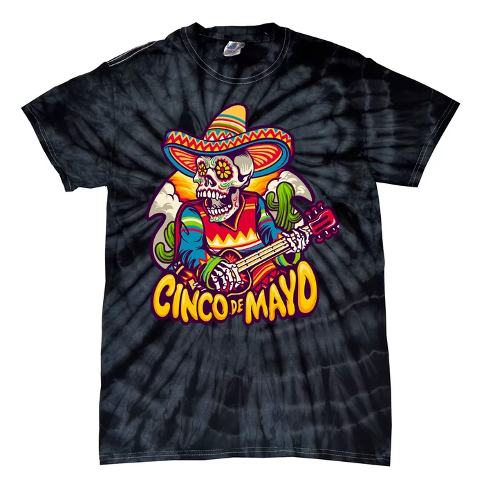 Cinco De Mayo Skull Fiesta Tie-Dye T-Shirt