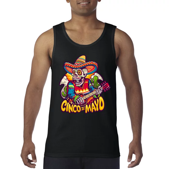 Cinco De Mayo Skull Fiesta Tank Top