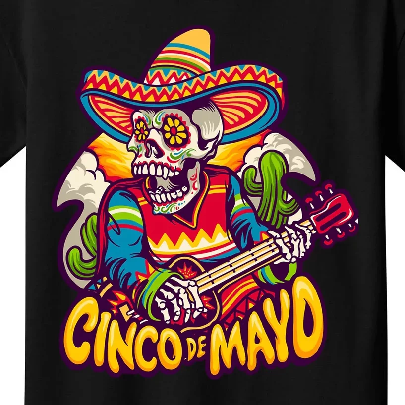 Cinco De Mayo Skull Fiesta Kids T-Shirt