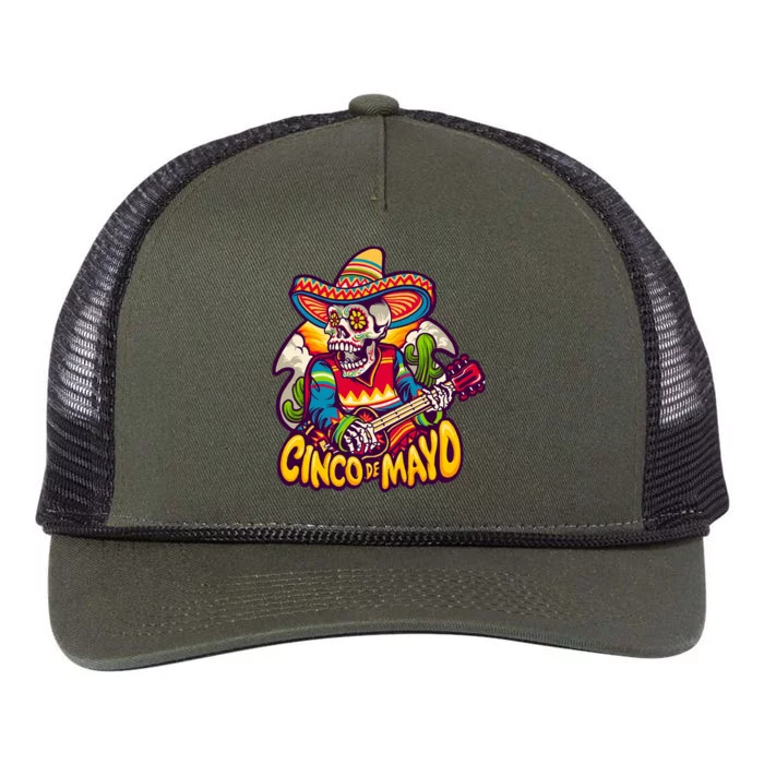 Cinco De Mayo Skull Fiesta Retro Rope Trucker Hat Cap