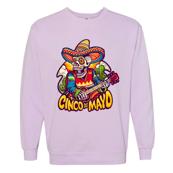 Cinco De Mayo Skull Fiesta Garment-Dyed Sweatshirt