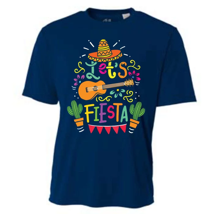 Cinco De Mayo Mexican Guitar Cactus Cooling Performance Crew T-Shirt