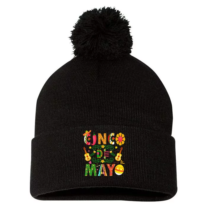 Cinco De Mayo Mexican Fiesta 5 De Mayo Pom Pom 12in Knit Beanie