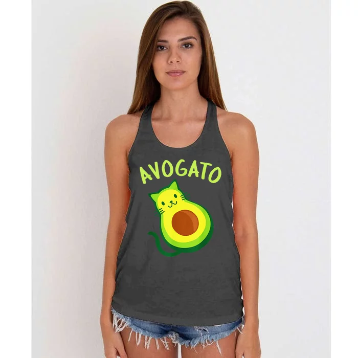 Cinco De Mayo Funny Avocado Mexico Meow Avogato Cat Tees Women's Knotted Racerback Tank