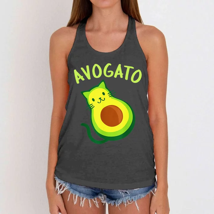 Cinco De Mayo Funny Avocado Mexico Meow Avogato Cat Tees Women's Knotted Racerback Tank